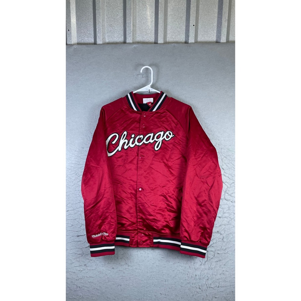 Mitchell & Ness Chicago Bulls Jacket Mens MD Red Good Windy City Satin Bomber